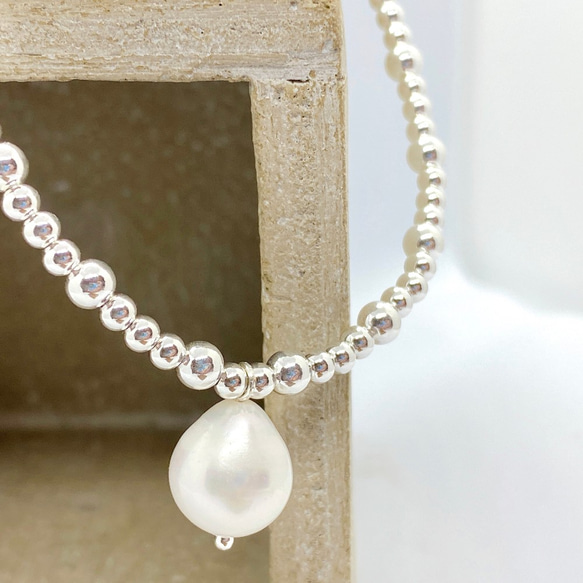 Raindrop Fresh Water Pearl Silver 925 Bracelet (H200156-BSL) 第4張的照片