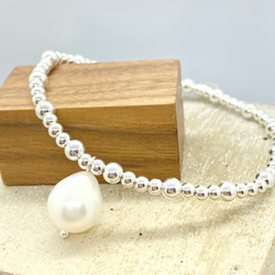 Raindrop Fresh Water Pearl Silver 925 Bracelet (H200156-BSL) 第5張的照片