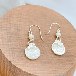 Cutie Cat & Fish 925 Fresh Water Pearl Earring (H200067) 第2張的照片