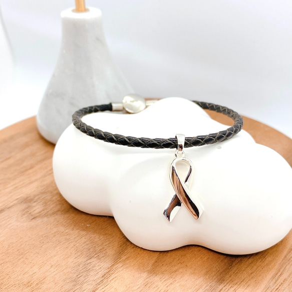 Awareness Ribbons S925 Leather with Buckle Bracelet-H210215- 第1張的照片