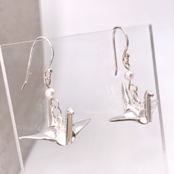 Orizuru Silver 925 & Fresh Water Pearl Earrings (H1808-0160) 第4張的照片