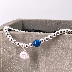 B10004(NAVY BLUE/ADULT) Initial Silver 925 Bracelet 第1張的照片