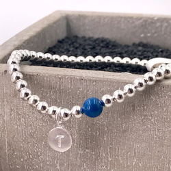 B10004(NAVY BLUE/ADULT) Initial Silver 925 Bracelet 第2張的照片