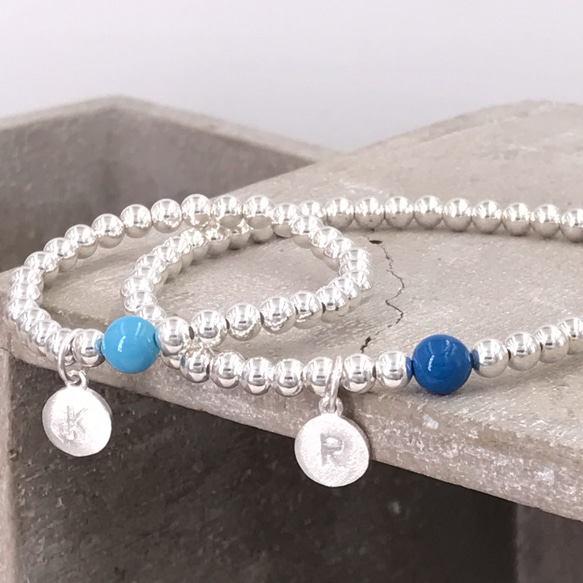 B10004(NAVY BLUE/ADULT) Initial Silver 925 Bracelet 第3張的照片