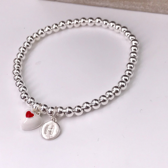 B10052 Sweet Heart Initial Silver 925 Bracelet 第2張的照片