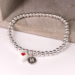 B10052 Sweet Heart Initial Silver 925 Bracelet 第3張的照片