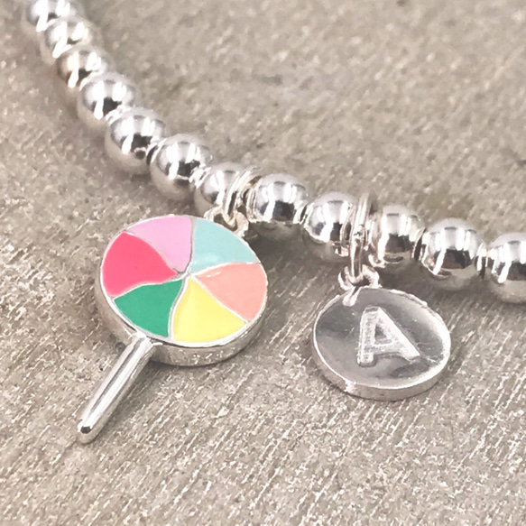 B10051 Lollipop Initial Silver 925 Bracelet 第1張的照片