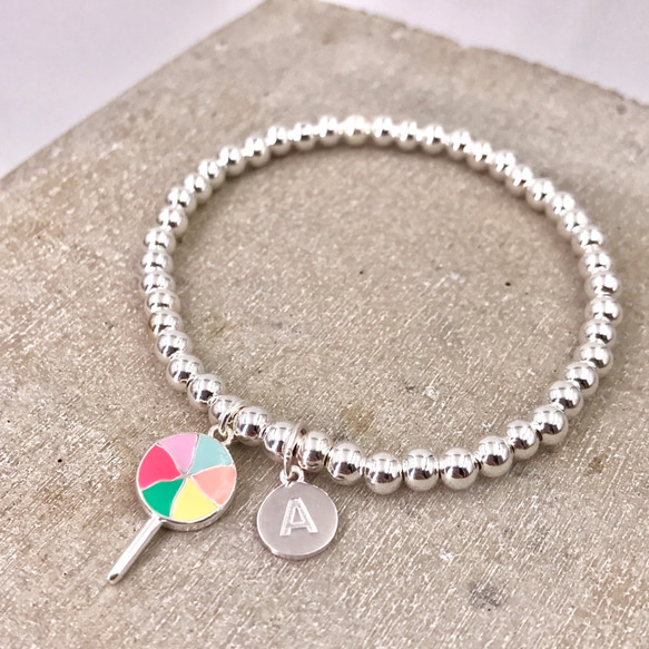 B10051 Lollipop Initial Silver 925 Bracelet 第3張的照片