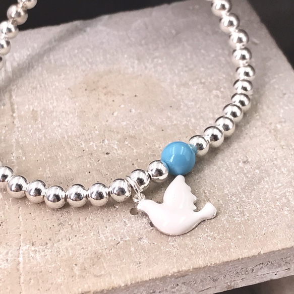 B10043(LIGHT BLUE) Sky Bird Silver 925 Bracelet 第1張的照片