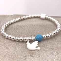 B10043(LIGHT BLUE) Sky Bird Silver 925 Bracelet 第2張的照片