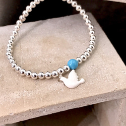 B10043(LIGHT BLUE) Sky Bird Silver 925 Bracelet 第3張的照片