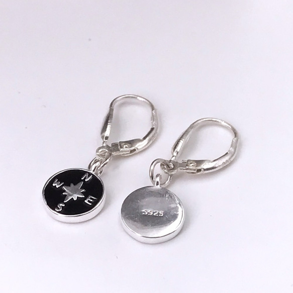 E11035 Compass Silver 925 Earrings 第3張的照片