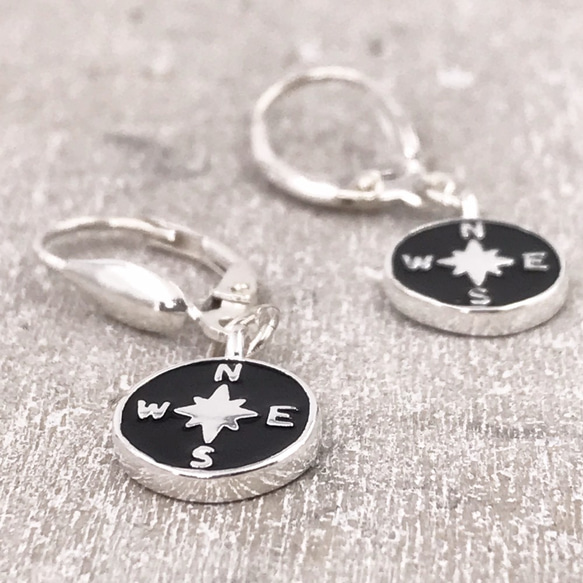 E11035 Compass Silver 925 Earrings 第1張的照片