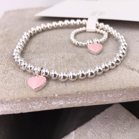 S11002 Sweet Heart Silver 925 Bracelet and Ring Set 第1張的照片