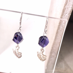 E41011(PURPLE) Leaves Silver 925 & Swarovski Crystal Earring 第2張的照片