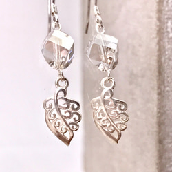 E41011(GREY) Leaves Silver 925 & Swarovski Crystal Earring 第4張的照片