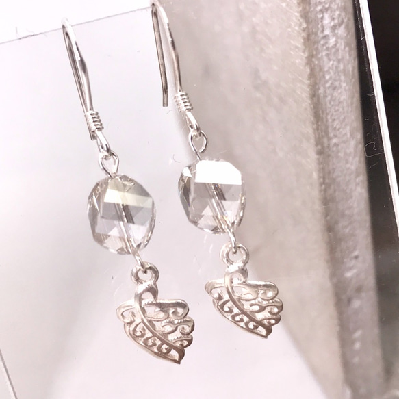 E41011(GREY) Leaves Silver 925 & Swarovski Crystal Earring 第5張的照片