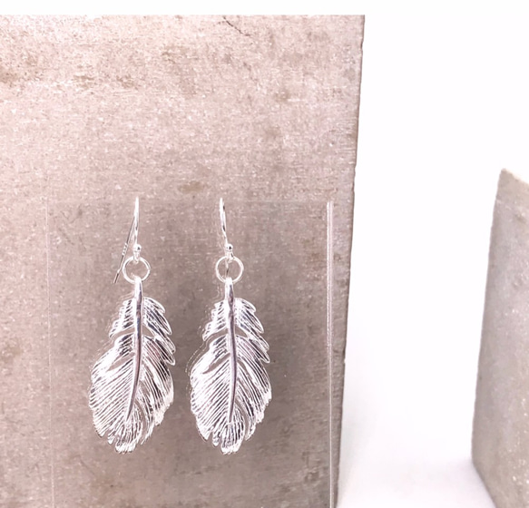 E11039 Feather Silver 925 Earrings 第2張的照片