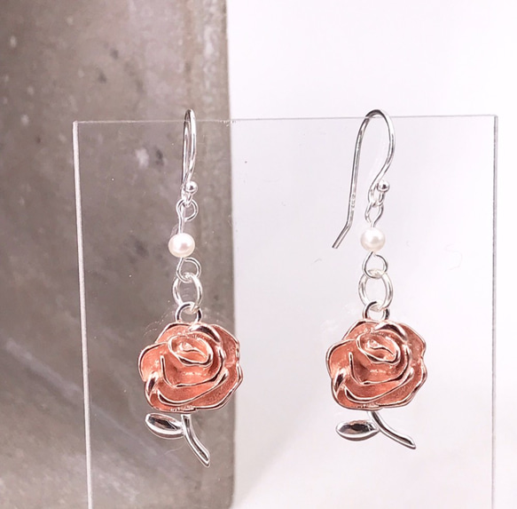 Golden Rose Silver 925 & Pearl Earring (H1809-0286) 第1張的照片