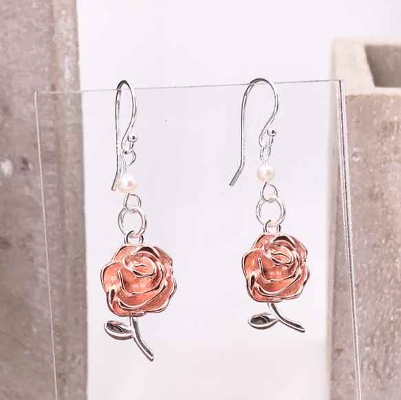 Golden Rose Silver 925 & Pearl Earring (H1809-0286) 第4張的照片