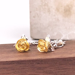 E31029 Golden Rose Silver 925 & Fresh Water Pearl Earrings 第3張的照片