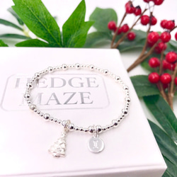 B10057 Christmas Tree Initial Silver 925 Bracelet 第5張的照片