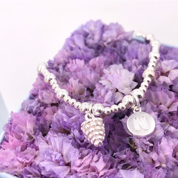 B10056 Pinecone Initial Silver 925 Bracelet 第3張的照片