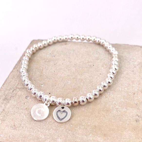 B10055 Sweet Heart Initial Silver 925 Bracelet 第1張的照片