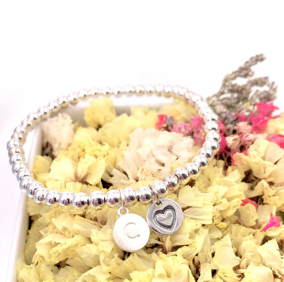 B10055 Sweet Heart Initial Silver 925 Bracelet 第2張的照片