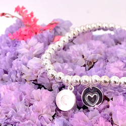 B10055 Sweet Heart Initial Silver 925 Bracelet 第3張的照片