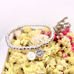 B10055 Sweet Heart Initial Silver 925 Bracelet 第4張的照片