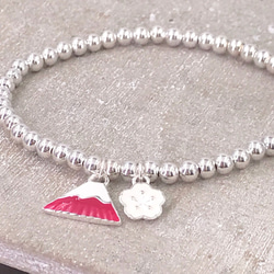 B10047 Mt. Fuji with Sakura Silver 925 Bracelet 第1張的照片