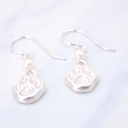 E31036 Cutie Dog Paw Silver 999 , 925 & Pearl Earrings 第5張的照片