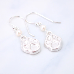 E31036 Cutie Dog Paw Silver 999 , 925 & Pearl Earrings 第6張的照片