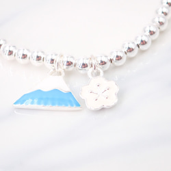 B10062 Blue Mt. Fuji with Sakura Silver 925 Bracelet 第2張的照片