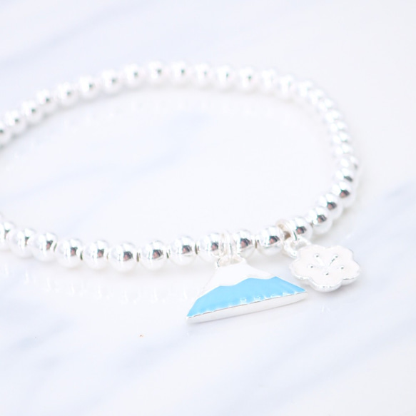 B10062 Blue Mt. Fuji with Sakura Silver 925 Bracelet 第3張的照片