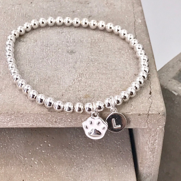 Cutie Cat Paw Initial Silver 925 Bracelet 第2張的照片