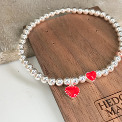 Two Red Sweet Hearts Silver 925 Bracelet (H1904-0438) 第1張的照片