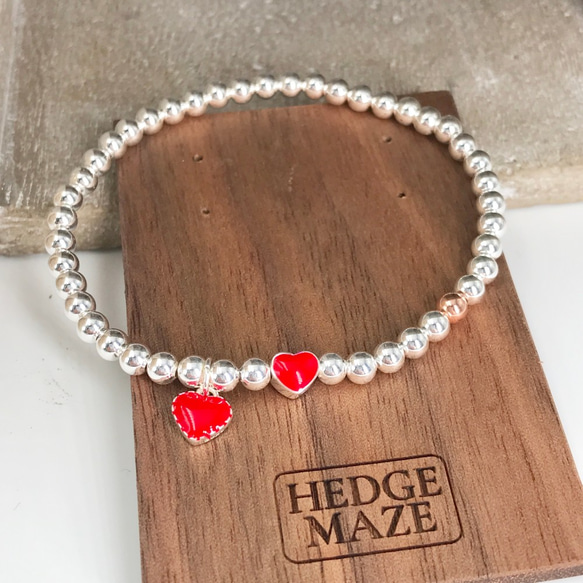 Two Red Sweet Hearts Silver 925 Bracelet (H1904-0438) 第3張的照片
