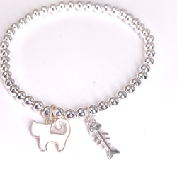 Cutie Cat Paw Initial Silver 925 Bracelet (H1808-0219) 第1張的照片