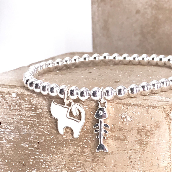 Cutie Cat Paw Initial Silver 925 Bracelet (H1808-0219) 第2張的照片