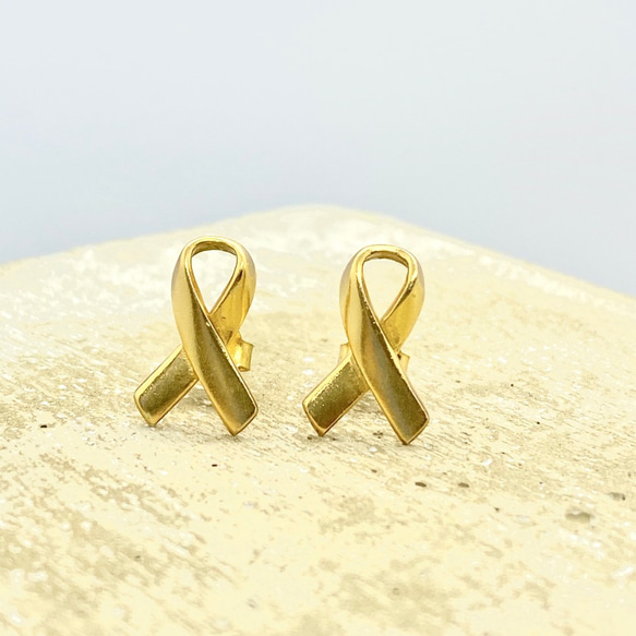 Awareness Ribbons S925 Golden Earrings (H190001-EGD) 第1張的照片