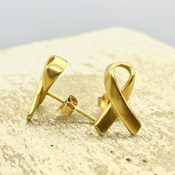 Awareness Ribbons S925 Golden Earrings (H190001-EGD) 第3張的照片