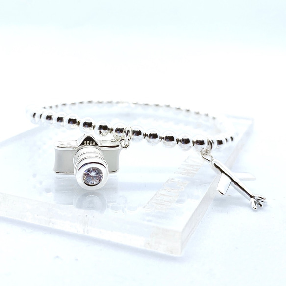 Plane with Camera Silver 925 Bracelet (H200077-BSL) 第2張的照片