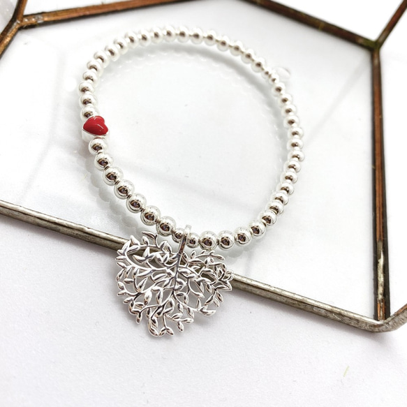 Leave in Heart Shape Silver 925 Bracelet (H200080-BSL) 第3張的照片