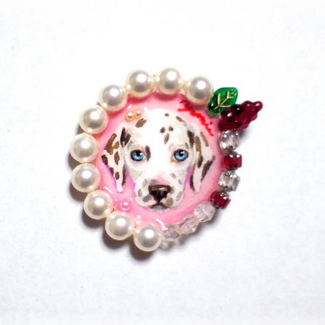 手描きブローチ Sサイズ「ダルメシアン」hb-s-26