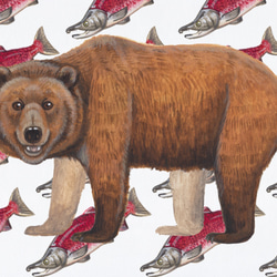 【受注制作】ふらふらピアス Lサイズ「熊と紅鮭」fp-l-01 5枚目の画像