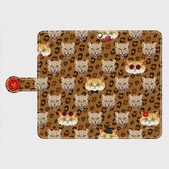 手帳型スマホケース「チンチラゴールデンと豹」iPhone/Android　Lサイズ 1枚目の画像