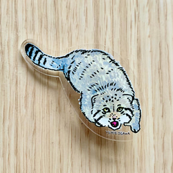 ピンバッジ「マヌルネコ」Lサイズ　pin-manul-l-02 1枚目の画像