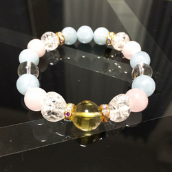 シトリン アクアマリン 天然石パワーストーンブレスレット 幸運数